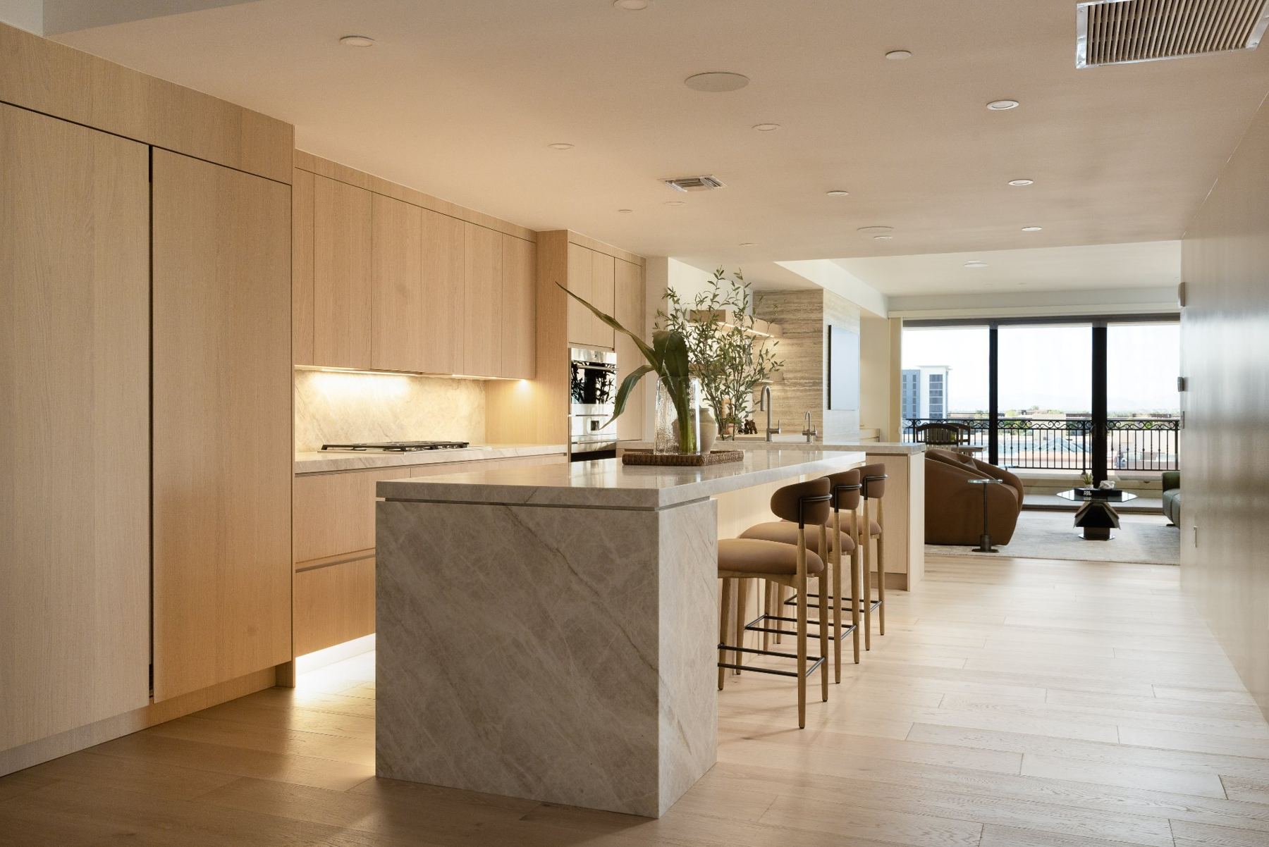 Kitchen island toward the views