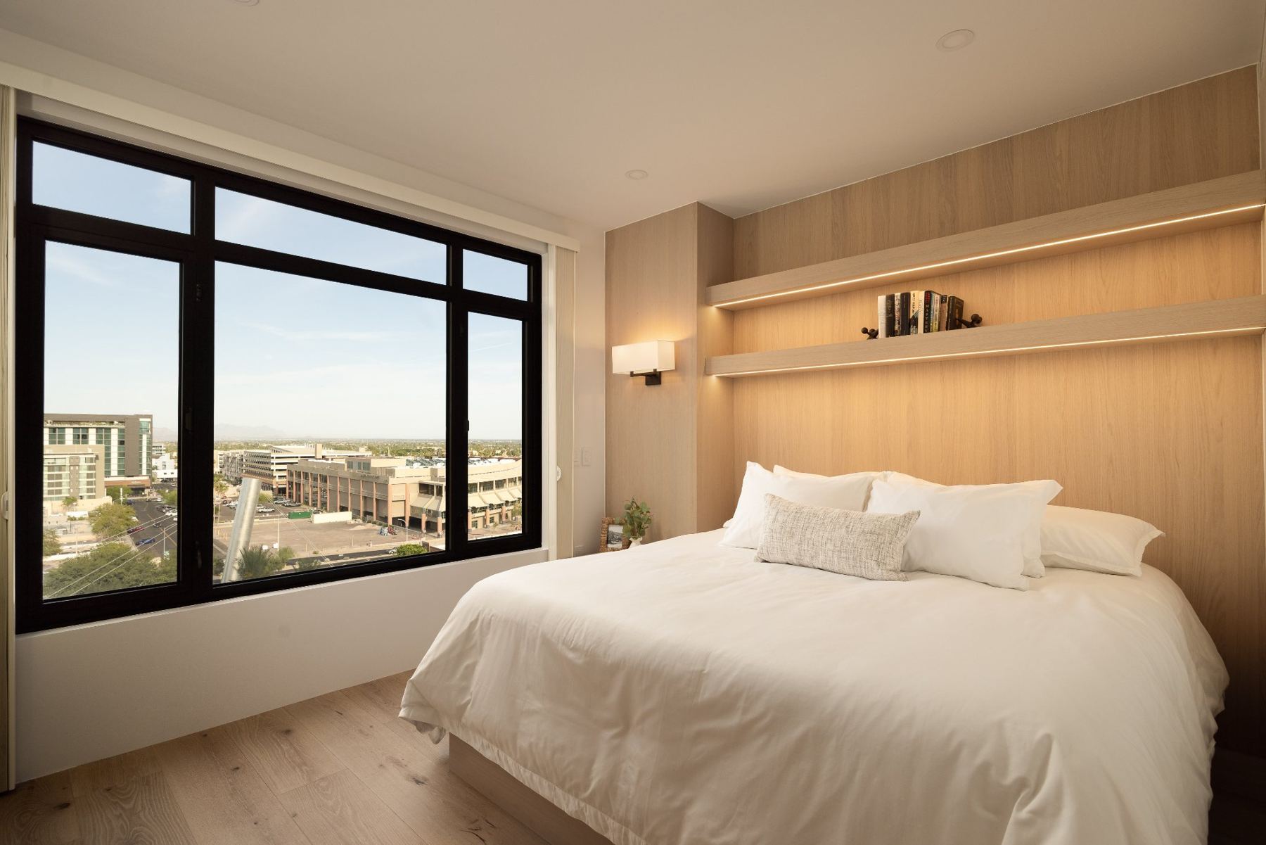 Guest bedroom with city views