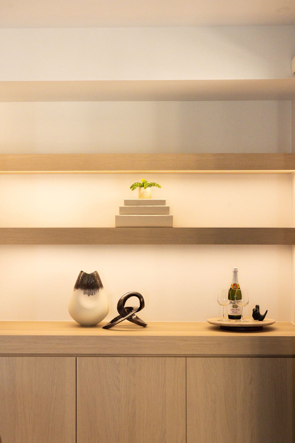 Lit floating shelves